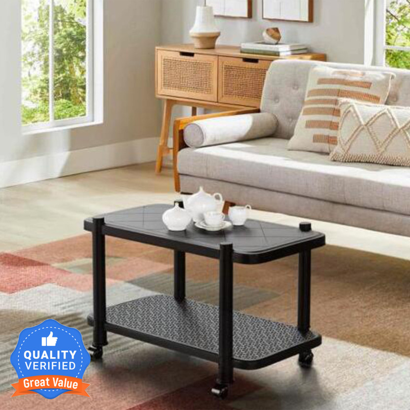 Mighty Home Center Trolly Coffee Table | Tea Poy for Home, Office & Outdoor Plastic Coffee Table(Finish Color - Black, DIY(Do-It-Yourself))