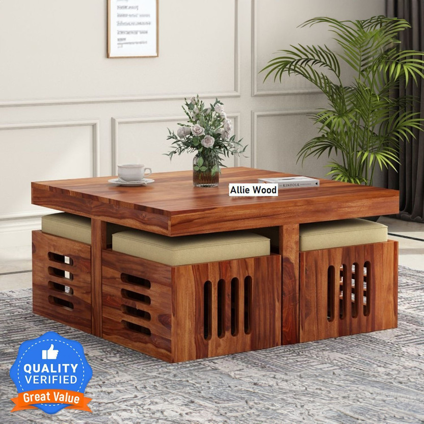 Allie Allie Wood Petlin Sheesham ( Rosewood ) Solid Wood Coffee Table(Finish Color - Honey Oak Finish, Pre-assembled) - Flipkart Deal