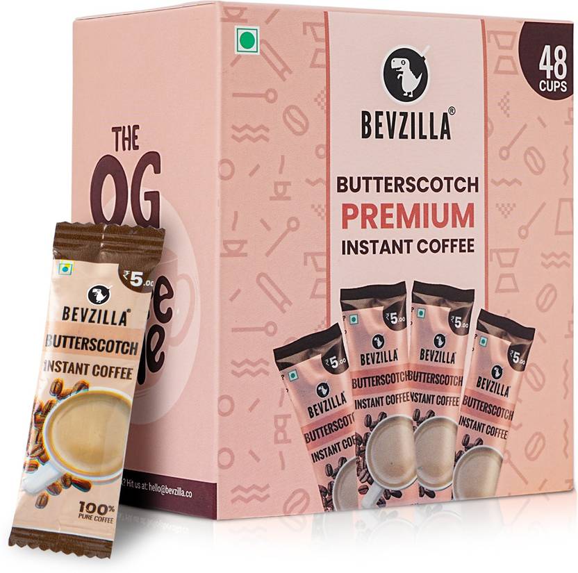 Bevzilla Instant Coffee Powder Box 48 Sachet (Butterscotch), Pure