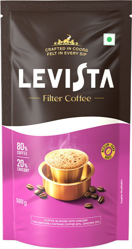 Levista Roast & Ground (20% Chicory) Filter Coffee(500 g, Chicory Flavoured)