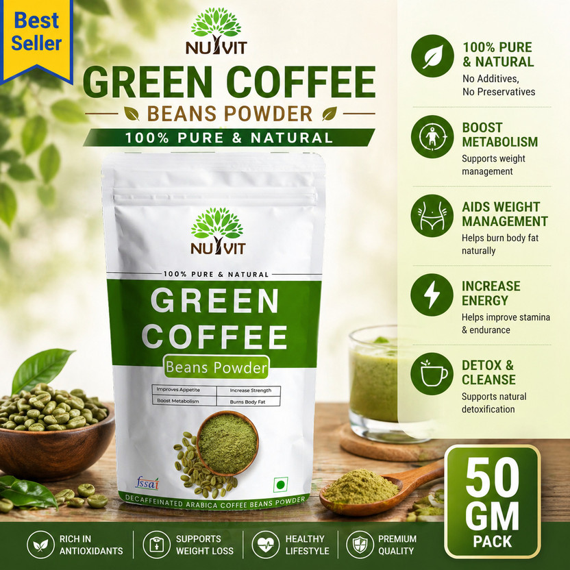 nutvit Green Coffee Beans Powder |Pure & Natural | Weight Management | Boost Metabolism Coffee Beans(50 g, Green Coffee Flavoured)