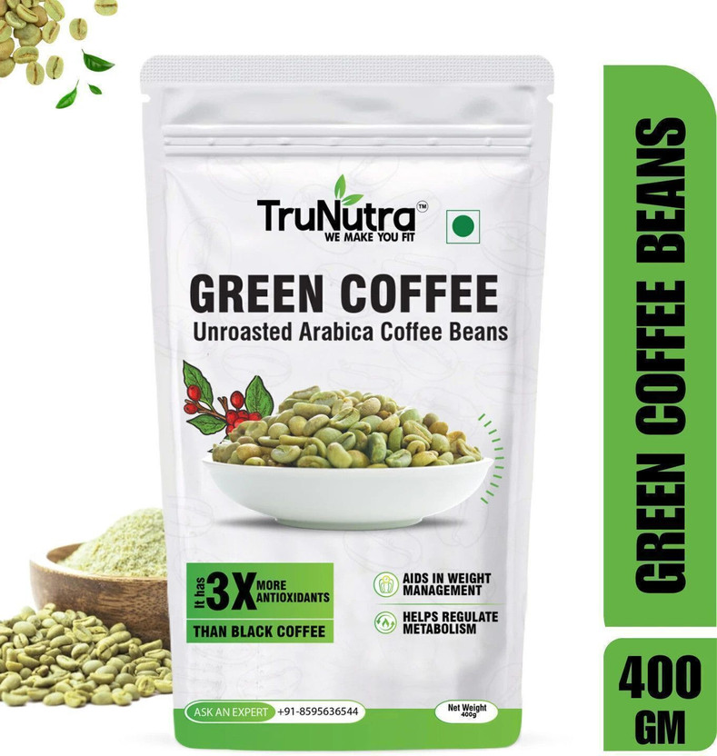 TruNutra green coffee weight loss instant coffee Unroasted natural green Coffee Beans(400 g, Green Coffee Flavoured)