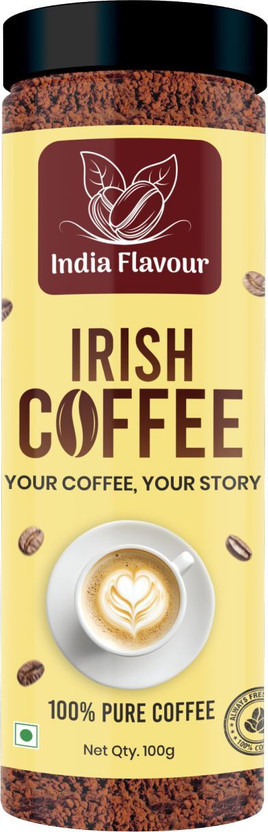 India Flavour Irish Coffee 100g | 50 Cups | No Chicory Coffee | Strong Instant Coffee powder Instant Coffee(100 g, Irish Cream Flavoured)