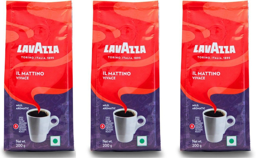 Lavazza Il Mattino Vivace Pack of 3 Roast & Ground Coffee(3 x 200 g)
