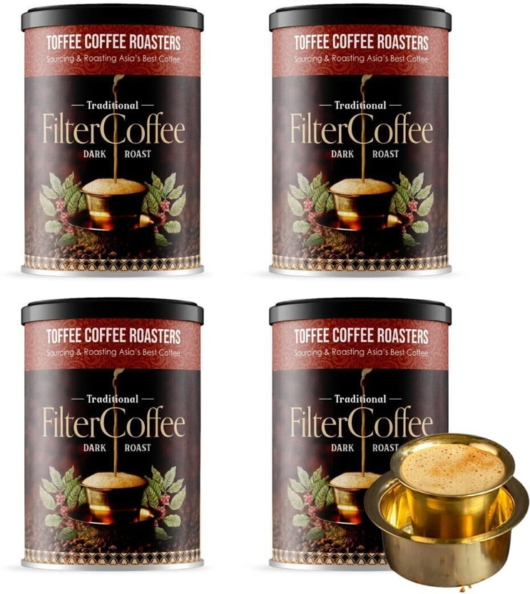 Toffee Coffee Roasters South Indian Traditional Filter Coffee | | Specialty Blend | Dark Roast Filter Coffee(4 x 200 g, Chicory, Pure Flavoured)