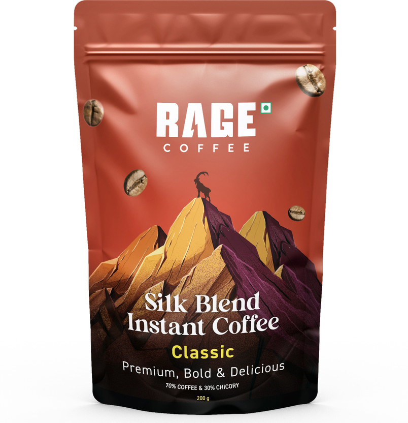 RAGE Premium Silk Blend Classic - 200 Gm | 100% Pure Arabica Beans Instant Coffee(200 g)