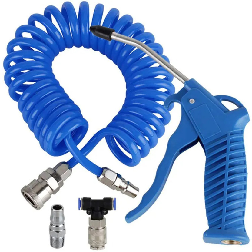 BROKE BRAND BB-01 Air Blow Gun Kit with 5m Coiled Recoil Hose & Quick Connect Coupler Coil Spring Compressor