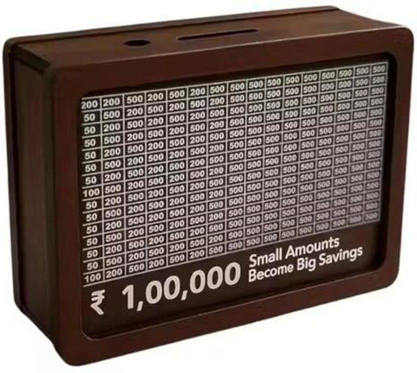 SSCraft SSCraft 100K Piggy Bank Money Bank Savings Plan Wooden Money Box Coin Bank (Brown) Coin Bank(Brown) - Flipkart Deal