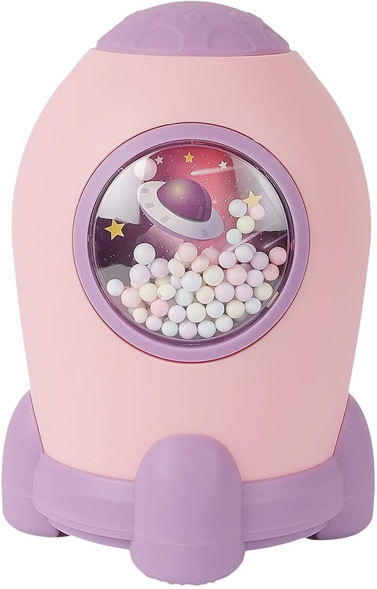 World Gift Mart Rocket Piggy Bank With Lock Code -Money Saving Coin Bank, Plastic Piggy Bank Coin Bank(Pink)