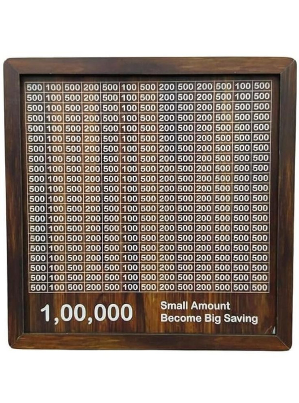 Aorihome 1 Lakh Smart Planner Wooden Savings Box Tracks deposits to complete the 1 Lakh saving goal. Vanity Box(Brown)