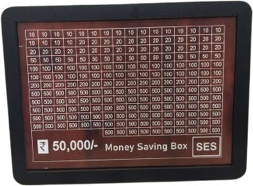SES 50K Piggy Bank, Money Bank Savings Plan Wooden Money Box with Counter Rs 50000 Coin Bank(Black)