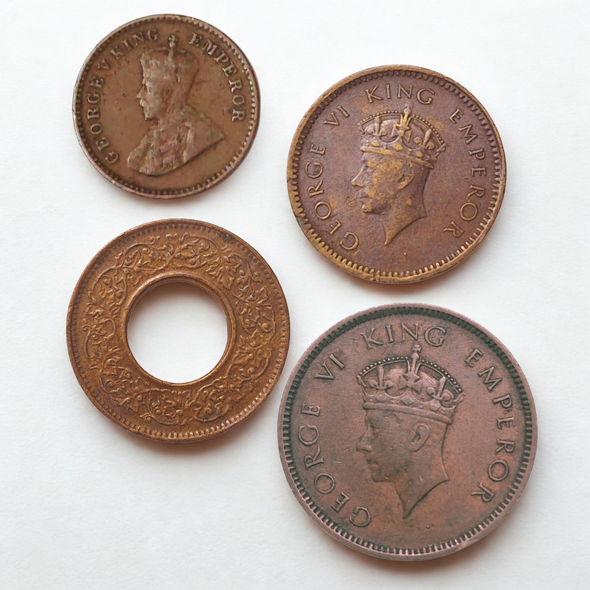 SHUBHCOINS British India George VI Copper Set (1939/40/44), Extra Fine Condition Medieval Coin Collection(4 Coins)
