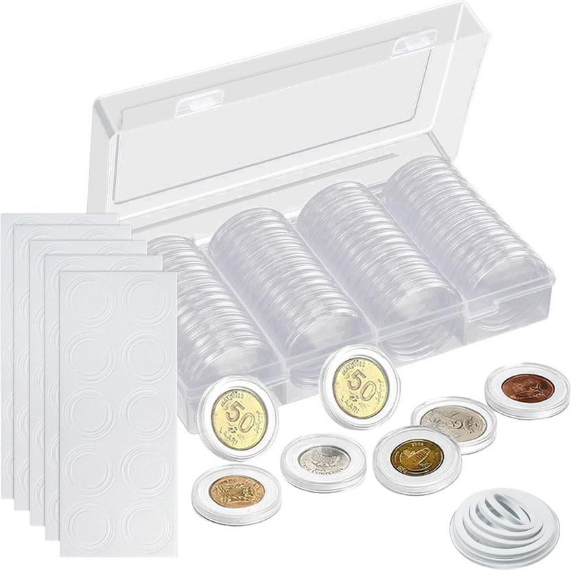 Climberty Coin Holder Box 60 Pieces Clear Plastic Storage Organizer for 40mm Coins Modern Coin Collection(1 Coins)