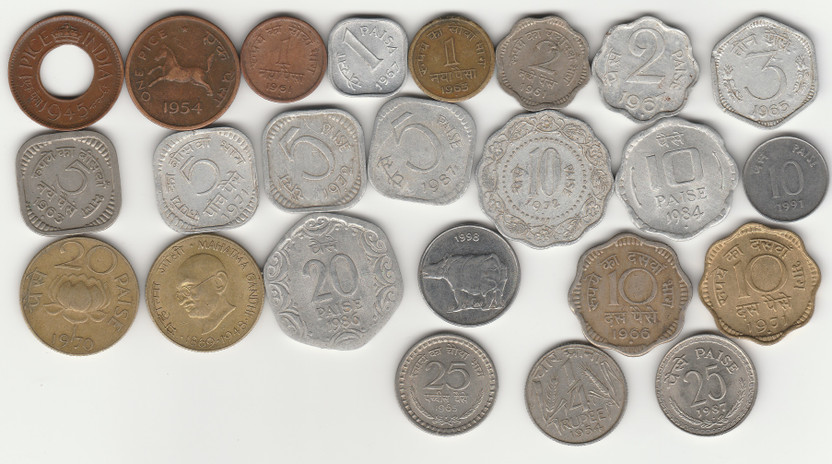 Sansuka 24 Different India Demonetized old coins Modern Coin Collection(24 Coins)