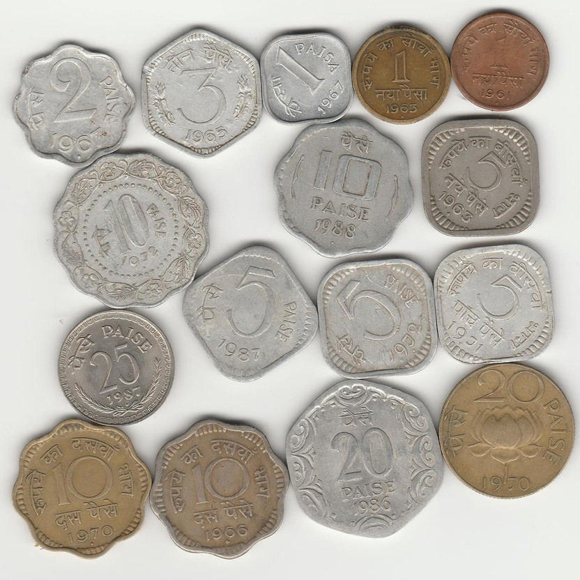Sansuka 16 different India old coins Coin Collection for School project works Modern Coin Collection(16 Coins)