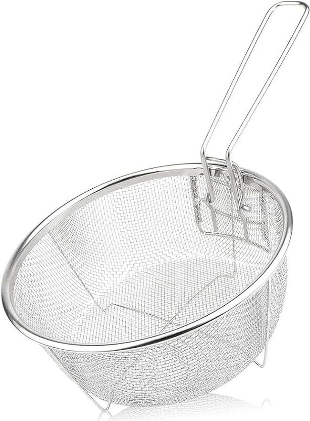 Kruvad Kruvad Round Fryer Basket with Folding Handle Deep Wire Strainer Deep Frying Basket(Silver Pack of 1) - Flipkart Deal