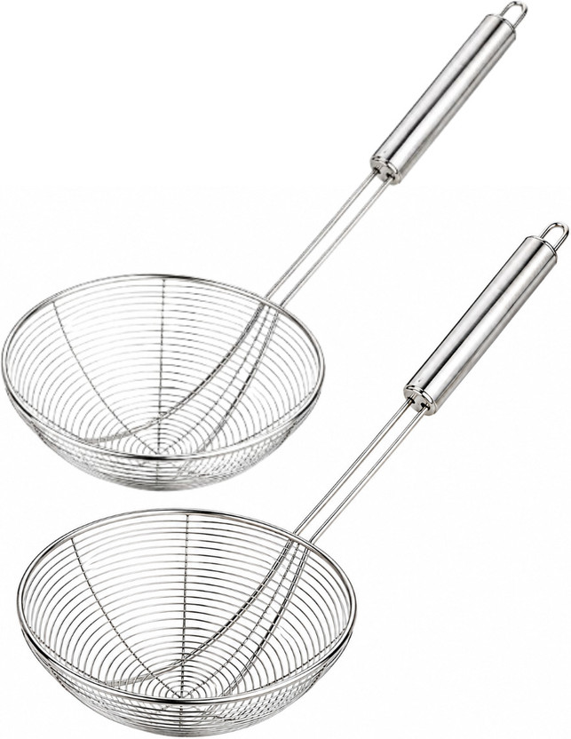 Heavy Heavy Stainless Steel Deep Fry Puri Jhara | Heavy Duty Mesh Laddle Frying Spoon Strainer(Steel Pack of 2) - Flipkart Deal