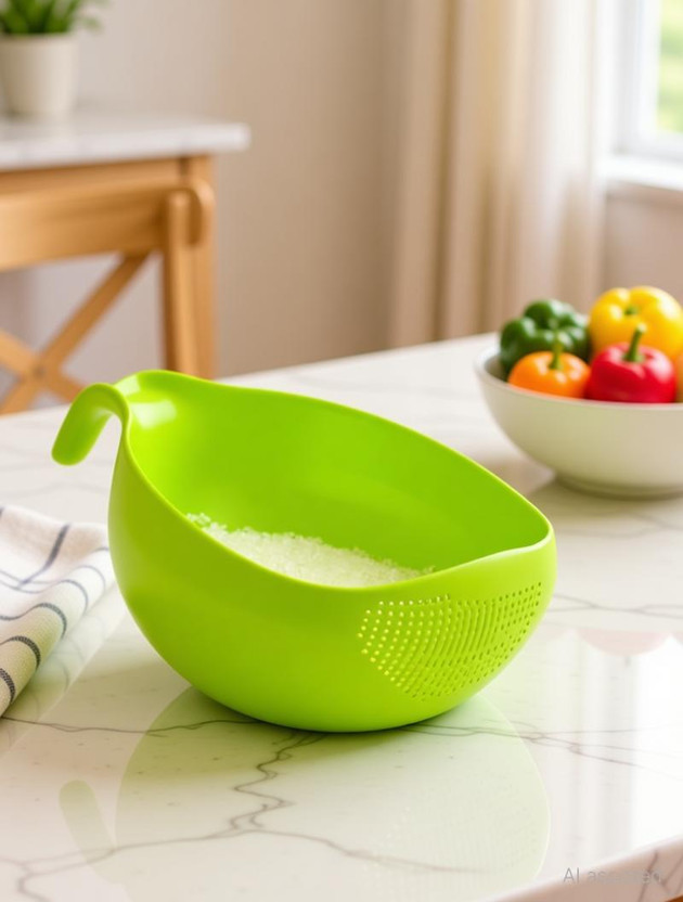 StreeYug Multi-Purpose Washer Bowl for Rice, Fruits & Vegetables - Ultimate Kitchen Strainer(Green Pack of 1)