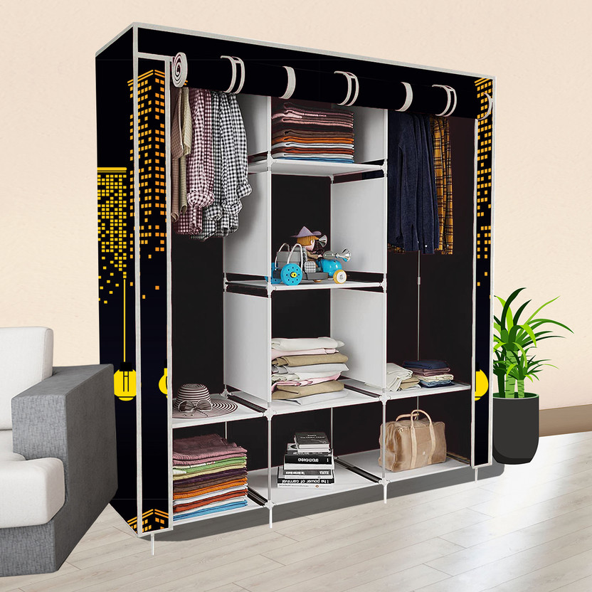 SHOEVAULT 11 NUMBER WARDROBE 00003 PP Collapsible Wardrobe(Finish Color - BLACK, DIY(Do-It-Yourself))