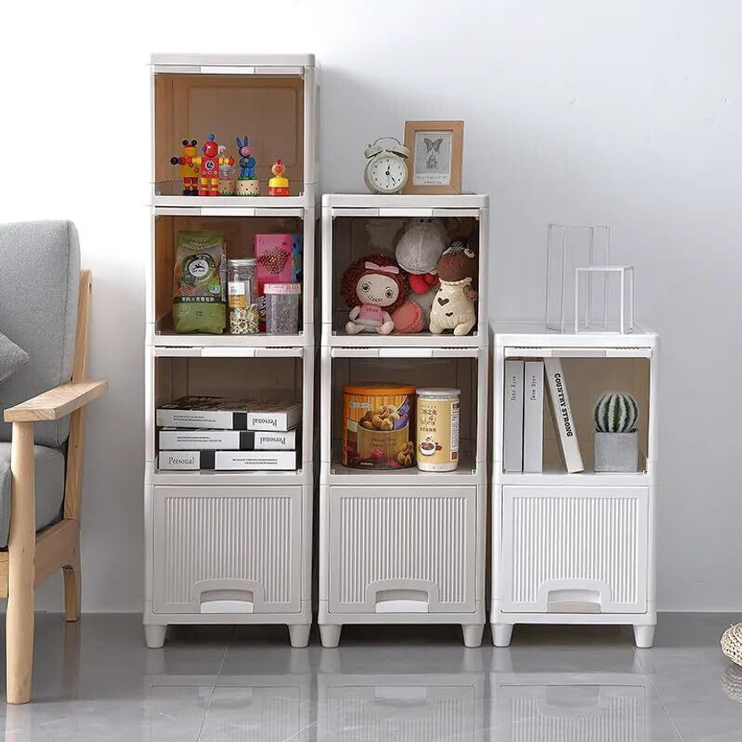 Aesthetics 5-Door 5-Shelf Plastic Foldable Wardrobe for Clothes Plastic Cloth Rack PP Collapsible Wardrobe(Finish Color - 5-White, DIY(Do-It-Yourself))