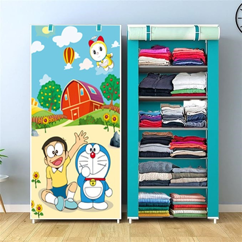 colcum 6L DORA NOVI PREMIUM SMART PRINT Micro Fiber Collapsible Wardrobe(Finish Color - RELIANCE GREEN, DIY(Do-It-Yourself))