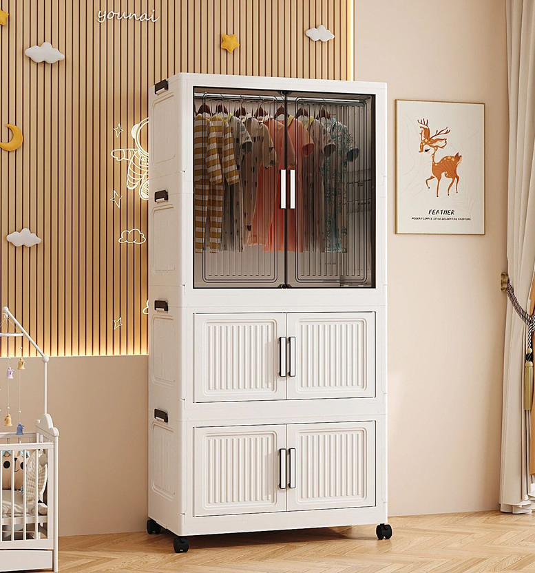 Sasimo Sasimo 1-Wardrobe 3-Door 3-Shelf Plastic Collapsible Cupboard PC Collapsible Wardrobe(Finish Color - 3-White, DIY(Do-It-Yourself)) - Flipkart Deal