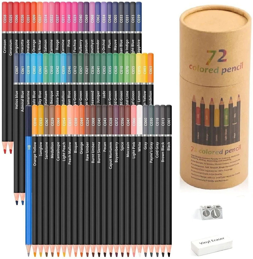 Wynhard 72 Pieces Color Pencil Drawing Pencils Drawing Kit Sketching pencil Round Shaped Color Pencils(Set of 72, Multicolor)