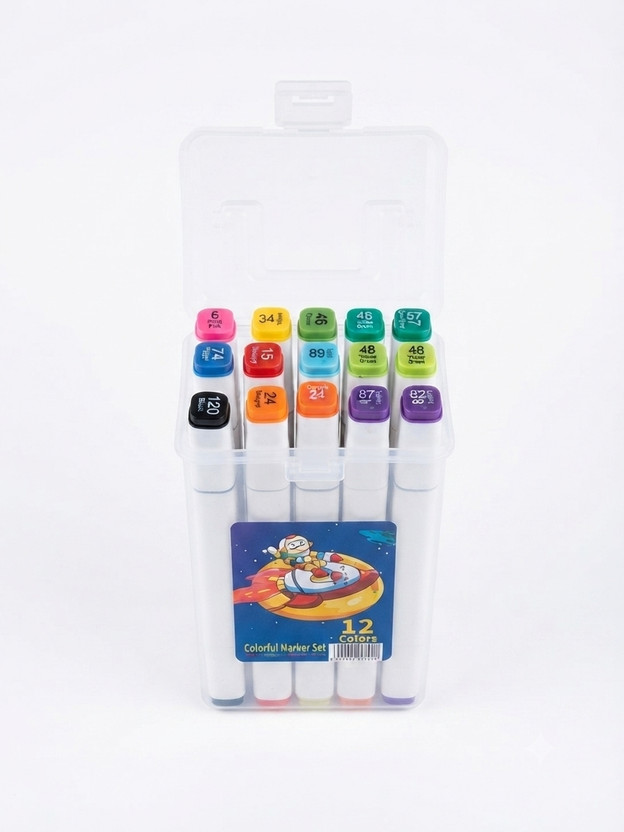 M M online store Art creativity Rectangular Shaped Color Pencils(Set of 12, Multicolor)