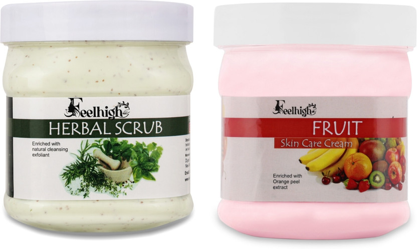 feelhigh Face and Body Herbal Scrub 500gm And Fruit Cream 500gm - Skin care and Facial Products -Man woman(2 Items in the set)