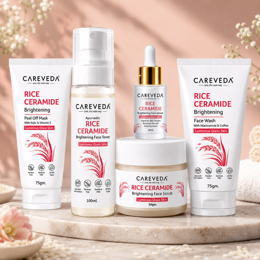 CareVeda Korean Glass Skin 5-Step Skincare Combo | Face Wash, Face Scrub, Face Serum, Face Toner & Peel Off Mask |(5 Items in the set)