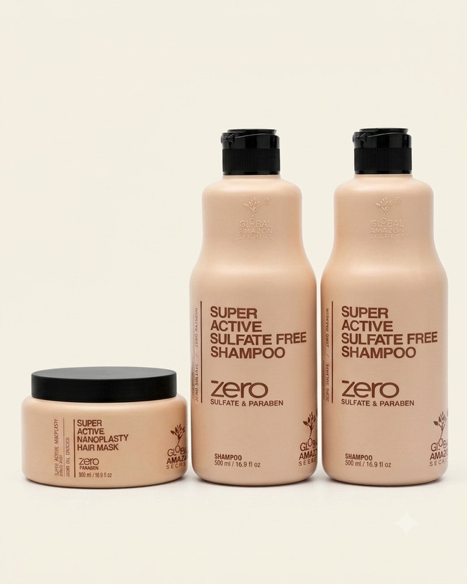 Global Global Amazon Secrets Complete Hair Repair Combo | Sulfate Free Shampoo + Nanoplasty Hair Mask | Zero Sulfate & Paraben(3 Items in the set) - Flipkart Deal