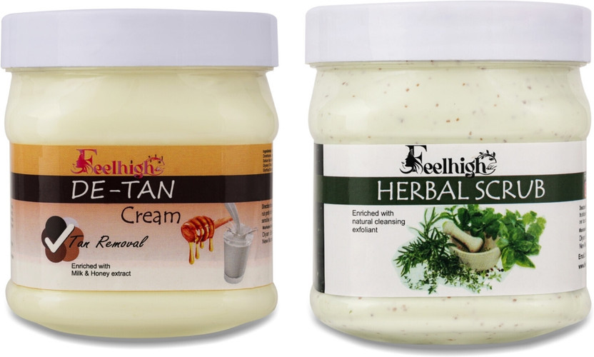 feelhigh Face And Body De tan Cream 500gm And Herbal Scrub 500gm Skin Care products(2 Items in the set)
