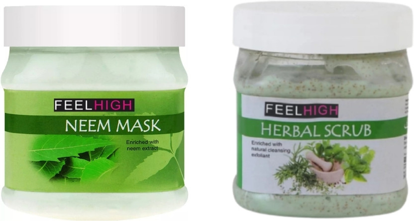 feelhigh feelhigh Face and Body Neem Mask 500ml And Herbal Scrub 500ml - Skin care and Facial Products -Man woman(2 Items in the set) - Flipkart Deal