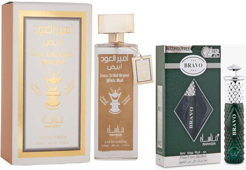 Manasik Ameer Al Oud Original White Oud Perfume & Bravo Attar Price in