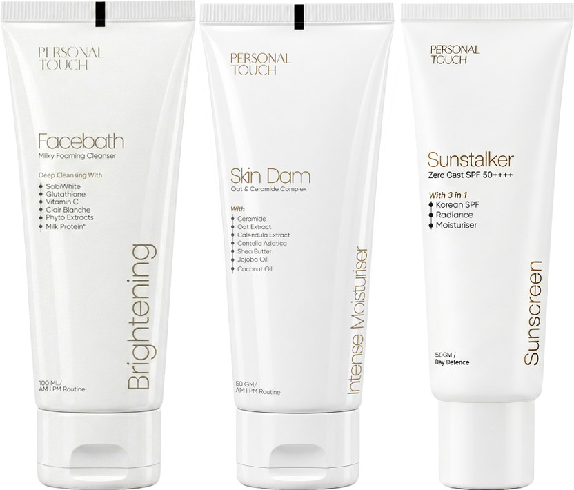PERSONAL TOUCH SKINCARE Facewash, Barrier Repair Moisturizer & 3-in-1 Sunscreen Combo for Hydrated Protected Skin(3 Items in the set)