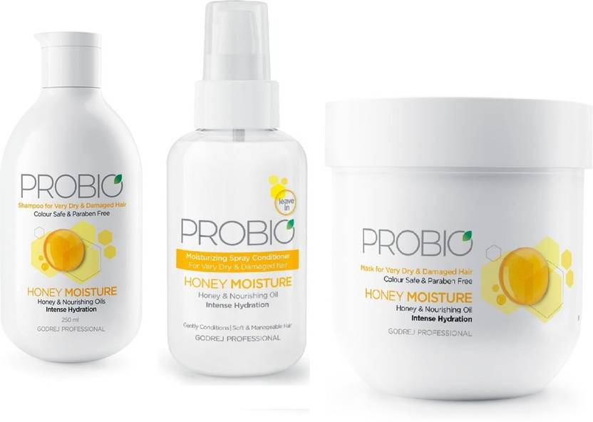 Godrej Professional Probio Honey moisture Shampoo(250ml),mask(200g) and spray conditioner (100ml