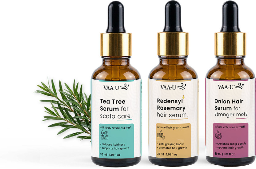 VAA-U VAA-U Advanced Hair Growth Serum with 3% Redensyl (30ml), Tea Tree Scalp Care Serum (30ml) & Onion Hair Strenghting Serum (30ml)(3 Items in the set) - Flipkart Deal