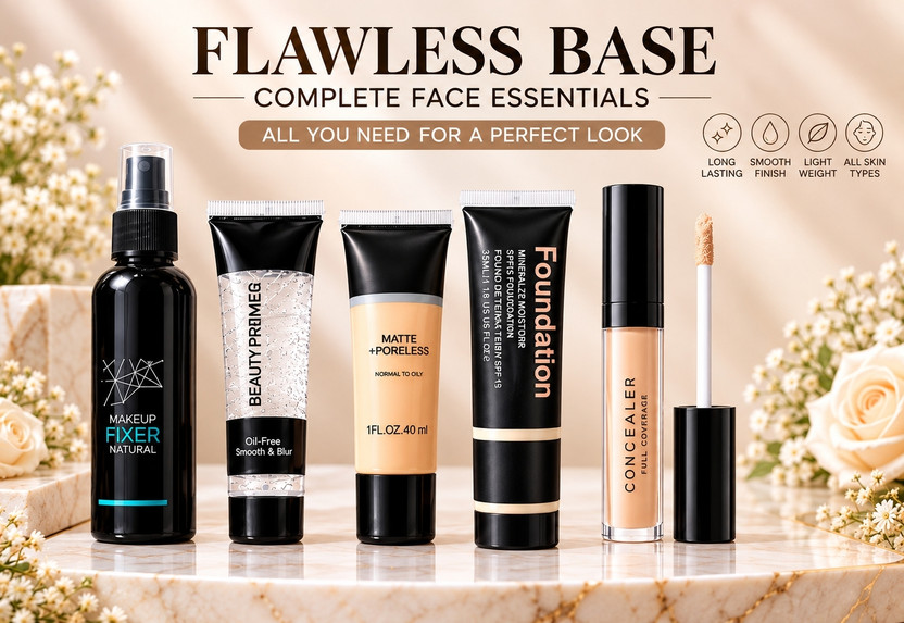 Glowsync Combo of Makeup fixer spray BB cream Liquid concealer Makeup Primer Liquid Concealer and Foundation(5 Items in the set)