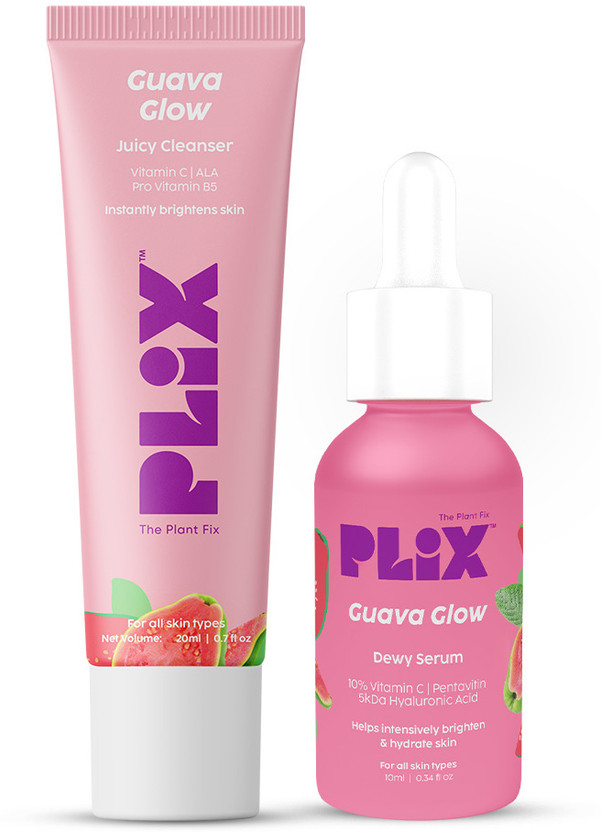 The Plant Fix Plix Guava Glow Regime with 10% Vitamin C Face Mini Serum & Juicy Mini Cleanser(2 Items in the set)