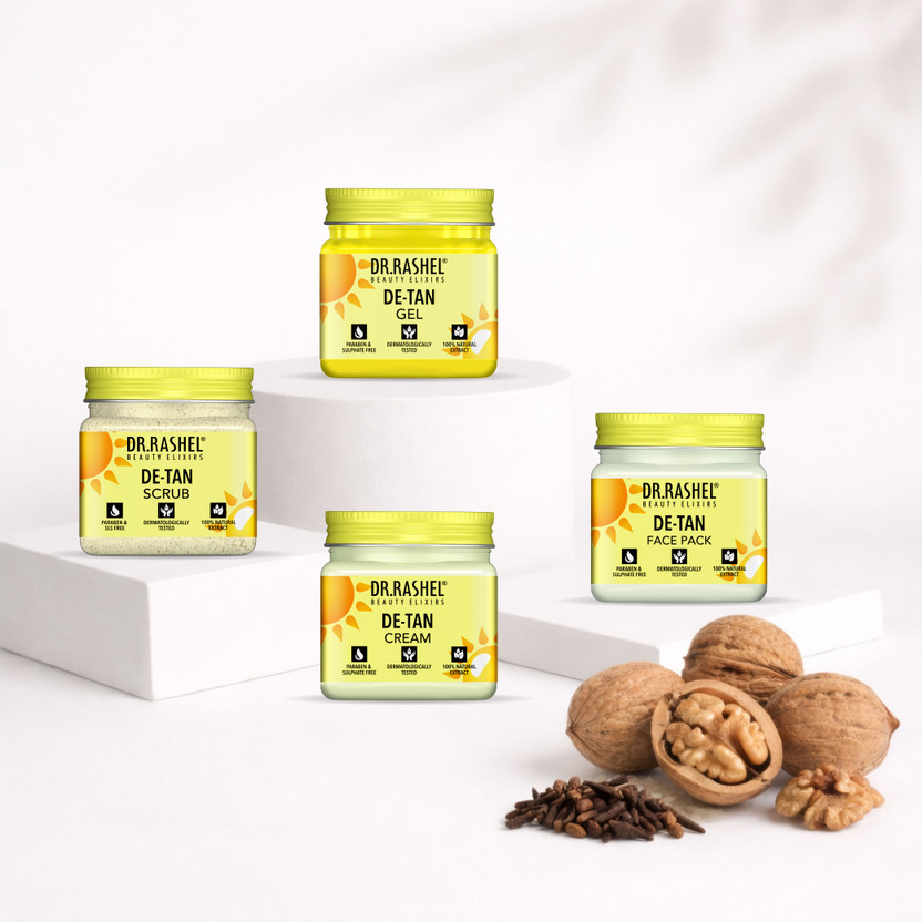 DR.RASHEL De-Tan Mini Jars Combo (Scrub, Gel, Cream, Face Pack)(4 Items in the set)