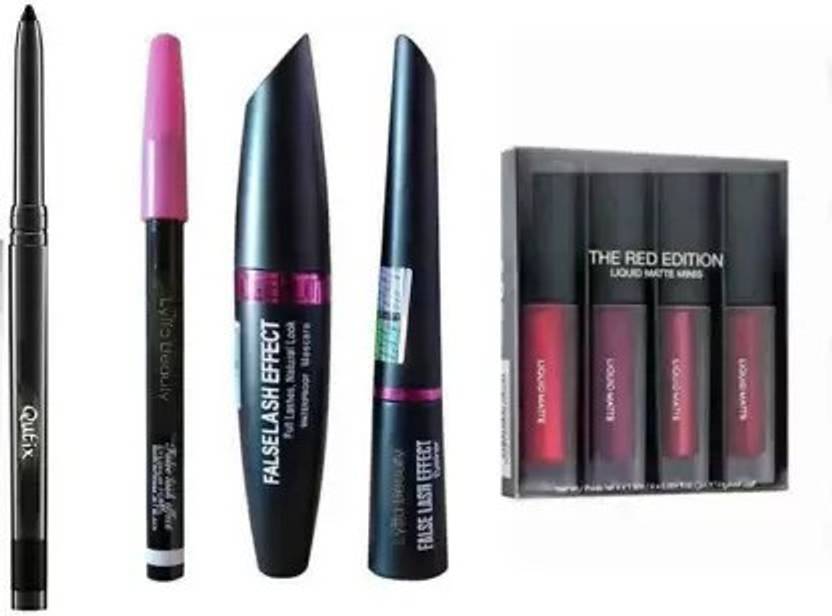 WATELLO Kajal & 3in1 Eyeliner,Mascara,Eyebrow Pencil & Red Edition