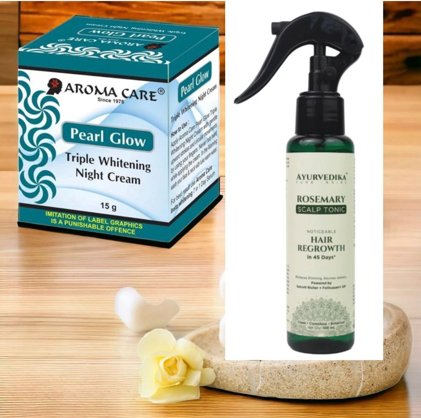 Aroma care pearl glow tripple whitening night cream and free rosemarr water(1 Items in the set)