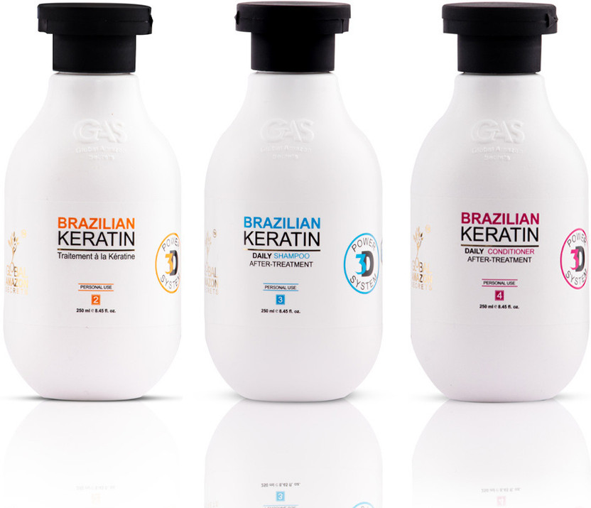 Global Amazon Secrets brazilian keratin shampoo and conditioner + Treatment with Professional Straightening (Pack of 3)(3 Items in the set)