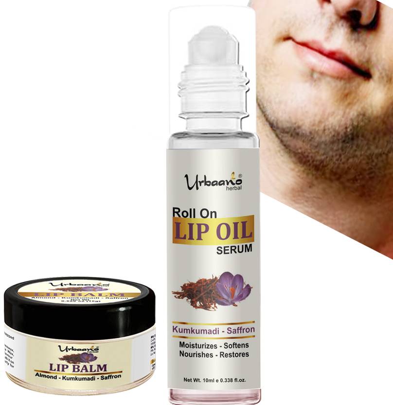 Urbaano Herbal Kumkumadi Lip Oil Serum, Balm Combo Hydrates, Softens, Dark Lips for Men Price