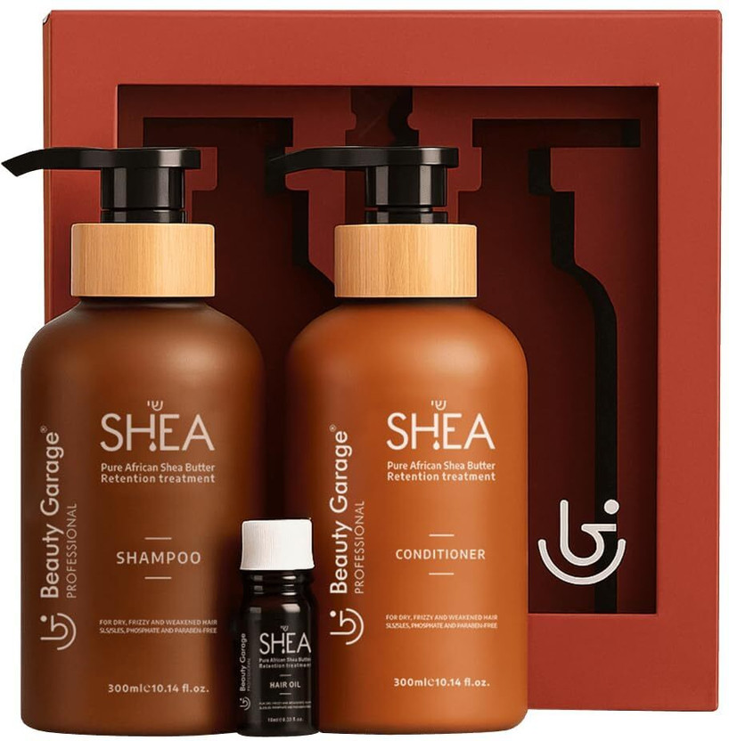 Beauty Beauty Garage Shea Hair Care Gift Set (Shampoo 300ml, Conditioner 300ml & Shea Oil 10ml)(3 Items in the set) - Flipkart Deal