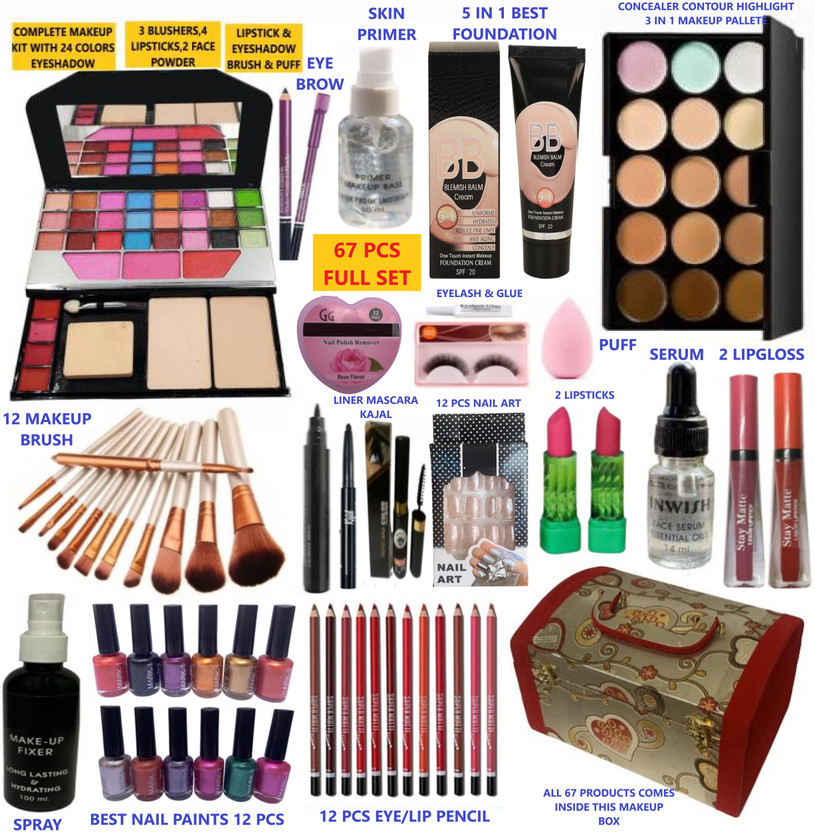 INWISH INWISH 100% Authentic makeup combo set of 67 makeup products(67 Items in the set) - Flipkart Deal