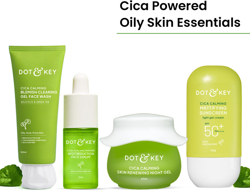 Dot & Key Cica Calming Skincare Combo For Oily, Acne Prone & Sensitive Skin(4 Items in the set)