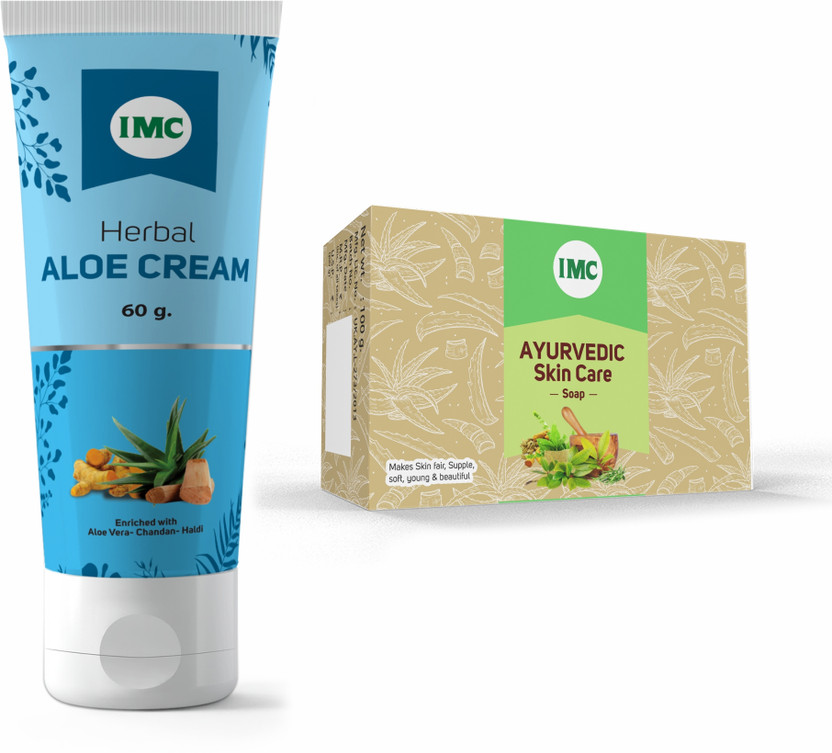 IMC Herbal Aloe Cream (60g) and Ayurvedic Skin Care Soap (100g)(2 Items in the set)