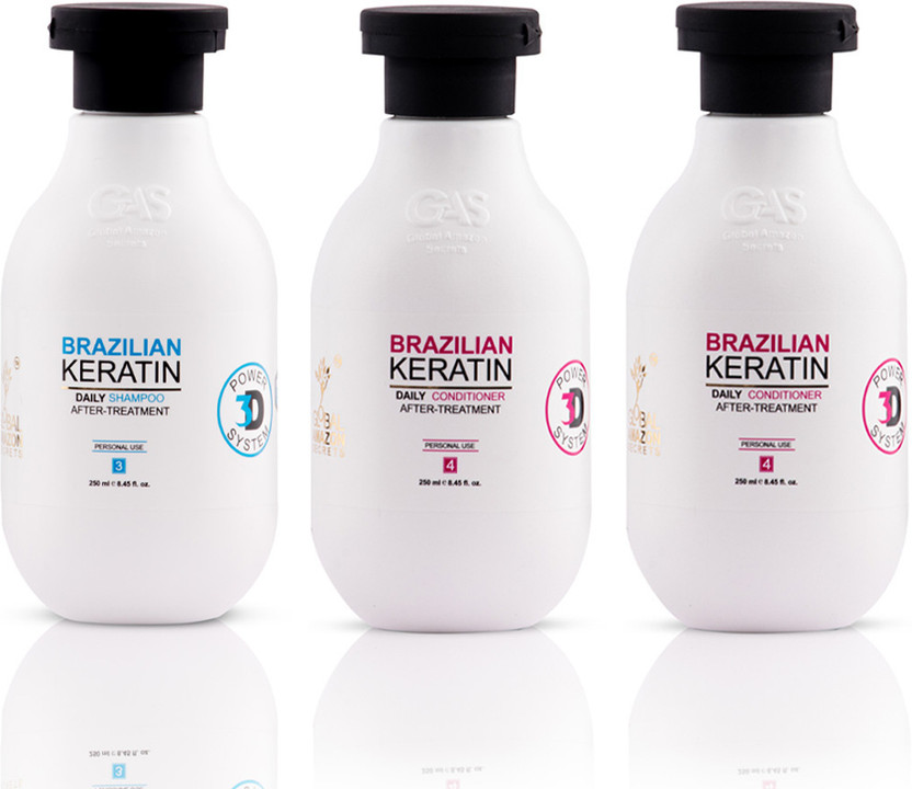 Global Amazon Secrets brazilian keratin shampoo and conditioner with Professional Straightening & Smoothening (Pack of 3)(3 Items in the set)