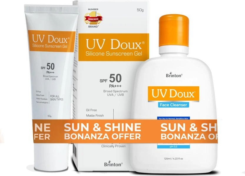Brinton UV Doux Sunscreen Gel SPF50 PA+++ 50g & UV Doux Face Cleanser 125ml(2 Items in the set)